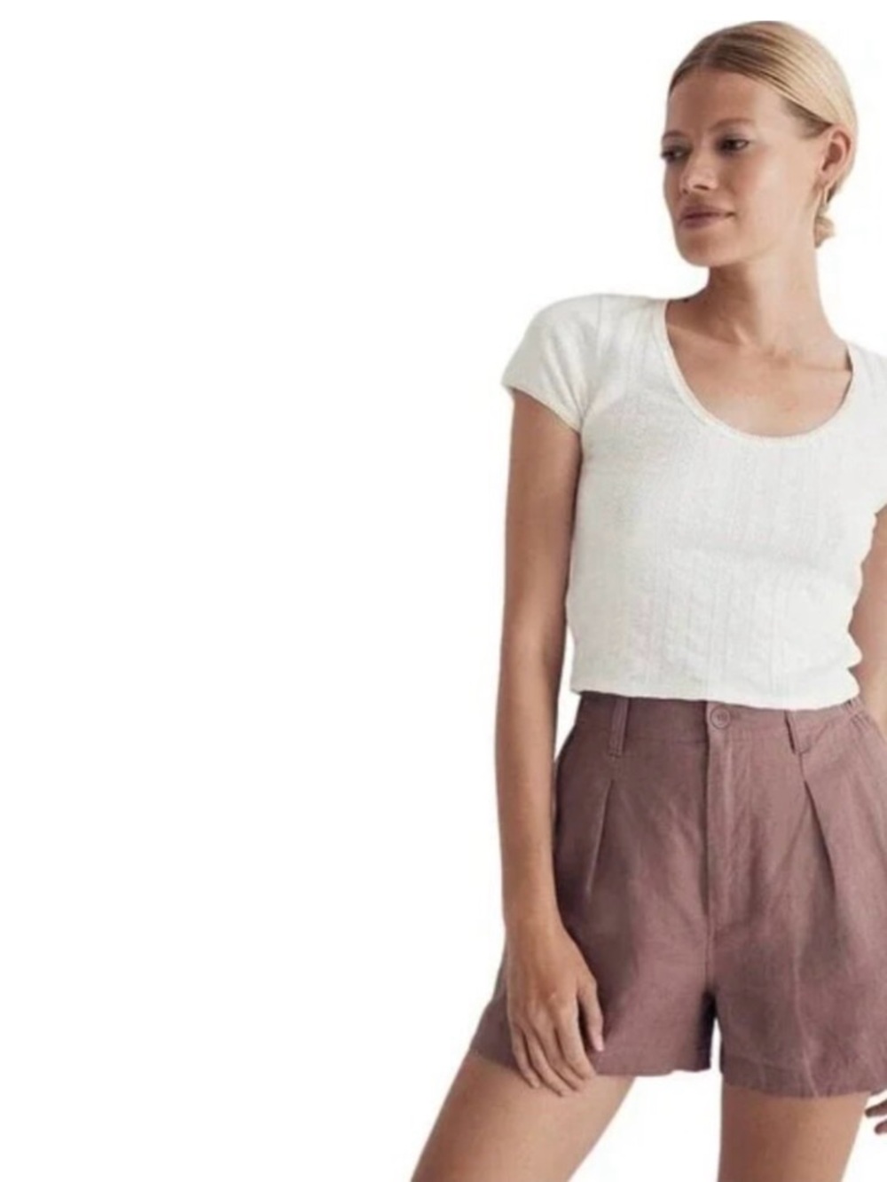 Madewell The Neale Short - 100% Linen - Dusty Rose Mauve - size 8